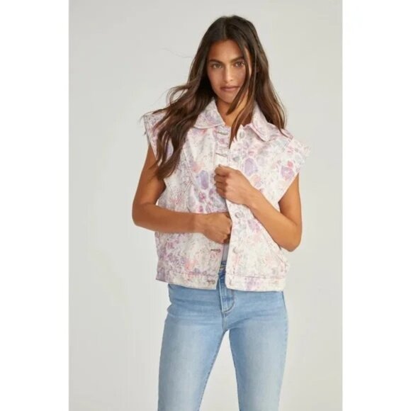 Driftwood Floral Denim Shane Vest in Sweet Romeo NEW